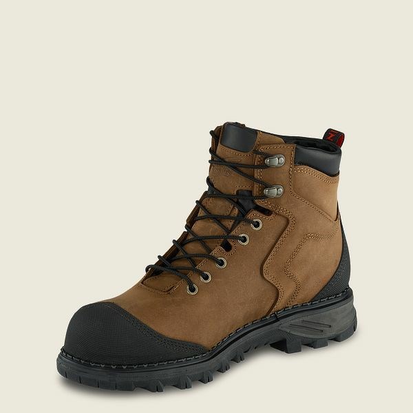 Men's Red Wing Burnside 6-inch Waterproof Safety Toe Boots Brown / Black | IL587VRBZ