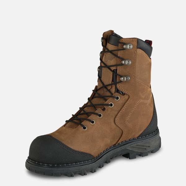 Men's Red Wing Burnside 8-inch Waterproof Safety Shoes Brown | IL081JCMF