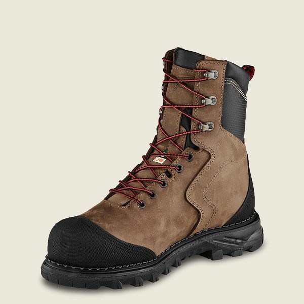 Men's Red Wing Burnside 8-inch Waterproof, CSA Safety Toe Boots Brown / Black | IL139UVBS