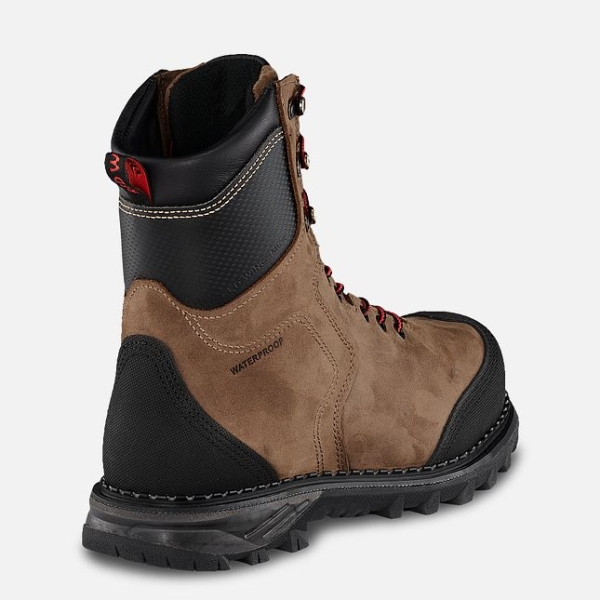 Men's Red Wing Burnside 8-inch Waterproof CSA Work Boots Brown | IL203DMFZ