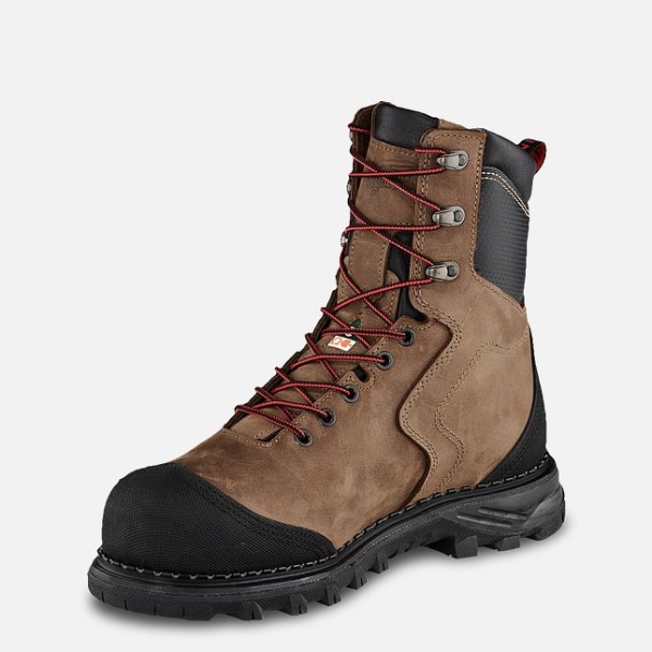 Men's Red Wing Burnside 8-inch Waterproof CSA Work Boots Brown | IL203DMFZ