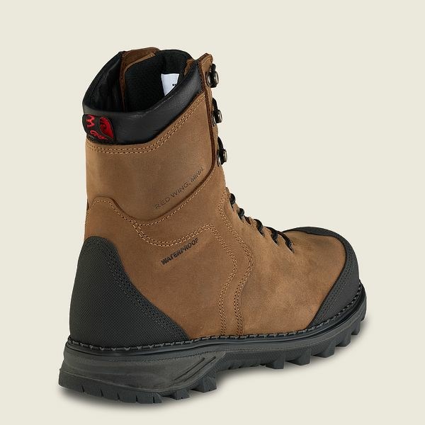 Men's Red Wing Burnside 8-inch Waterproof Safety Toe Boot Work Boots Brown / Black | IL834IHXL