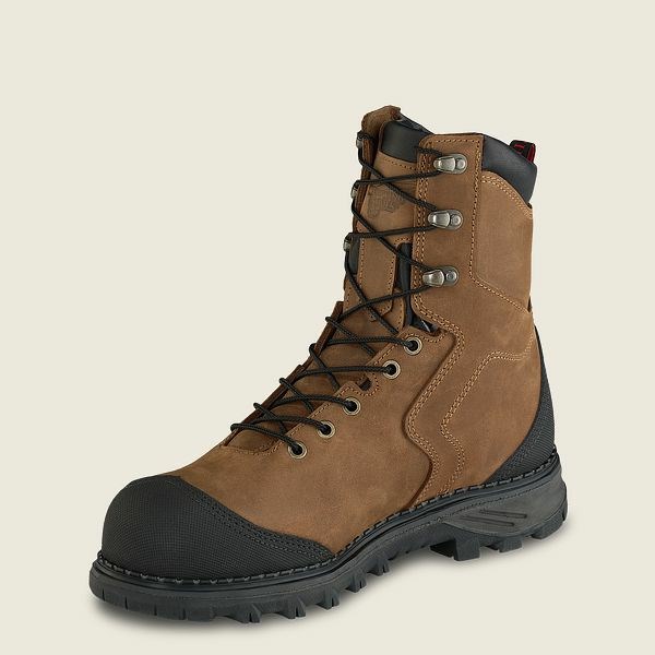 Men's Red Wing Burnside 8-inch Waterproof Safety Toe Boot Work Boots Brown / Black | IL834IHXL