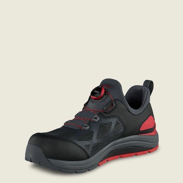 Men's Red Wing CoolTech Athletics Safety Toe Work Shoes Black / Red | IL213PBAQ