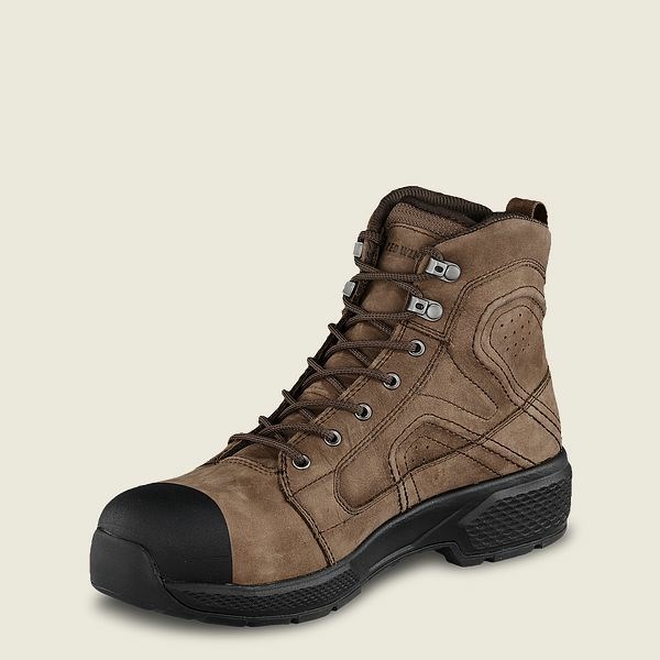 Men's Red Wing Exos Lite 6-inch Waterproof Safety Toe Boots Brown / Black | IL562UBAN