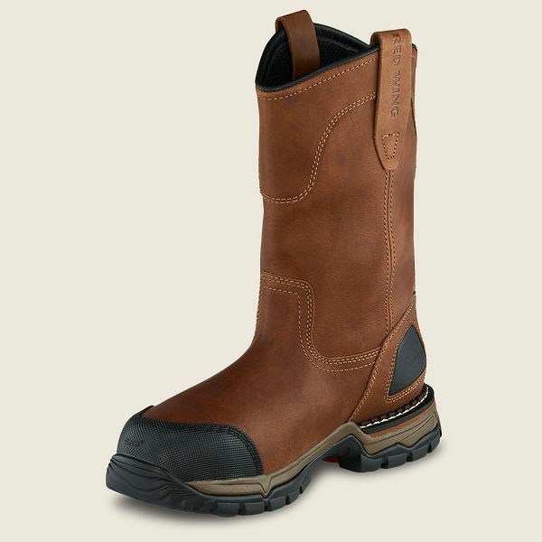 Men's Red Wing FlexForce 11-inch Waterproof Pull-On Boot Safety Toe Boots Brown / Black | IL296GDLM