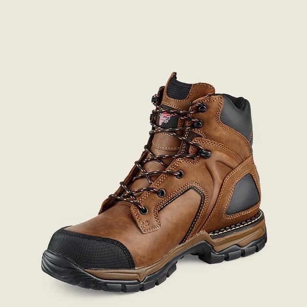 Men's Red Wing FlexForce 6-inch Waterproof Safety Toe Boots Brown / Black | IL268HNMA