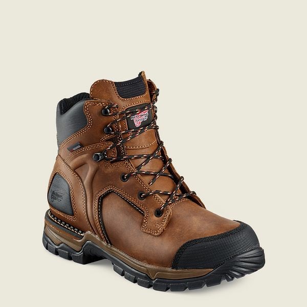 Men\'s Red Wing FlexForce 6-inch Waterproof Safety Toe Boots Brown / Black | IL268HNMA