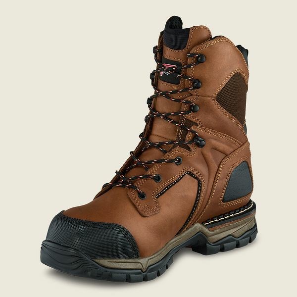 Men's Red Wing FlexForce 8-inch Waterproof Safety Toe Boot Work Boots Brown | IL826MWON