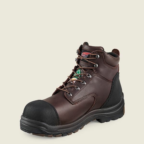 Men's Red Wing King Toe 6-inch Waterproof CSA Safety Toe Boots Brown / Black | IL769CMAB