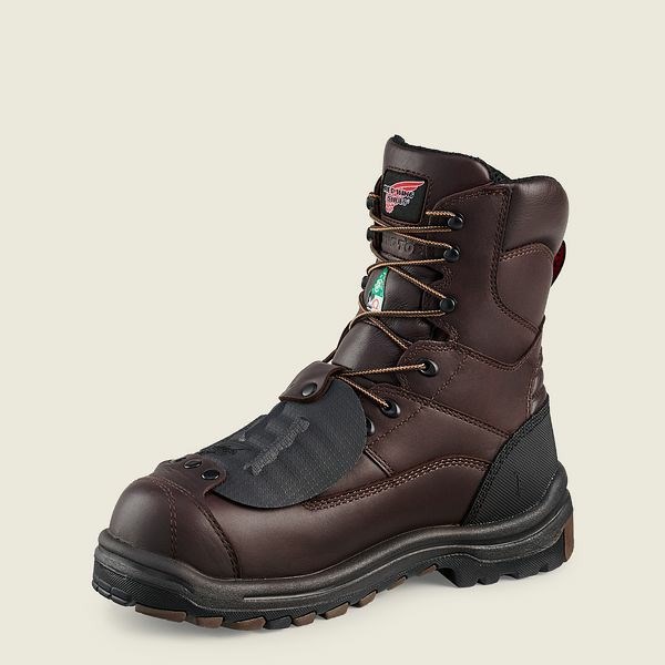 Men's Red Wing King Toe 8-inch Waterproof CSA Metguard Safety Toe Boot Work Boots Brown | IL021QABN