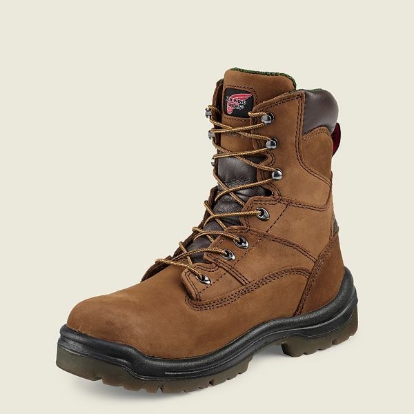 Men's Red Wing King Toe 8-inch Waterproof Soft Toe Boot Work Boots Brown | IL467BZMV