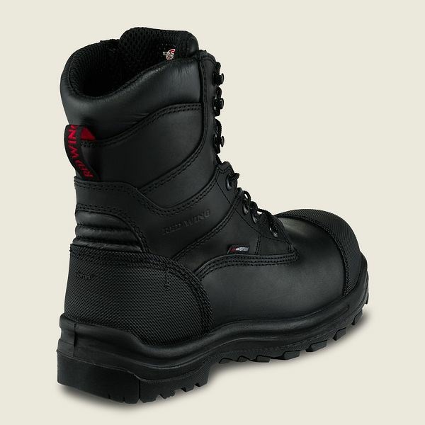 Men's Red Wing King Toe 8-inch Waterproof CSA Safety Toe Boot Work Boots Black | IL639JGIN