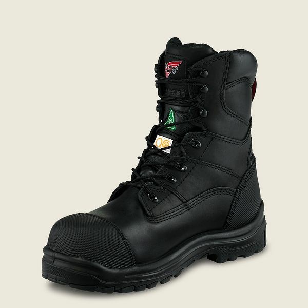 Men's Red Wing King Toe 8-inch Waterproof CSA Safety Toe Boot Work Boots Black | IL639JGIN