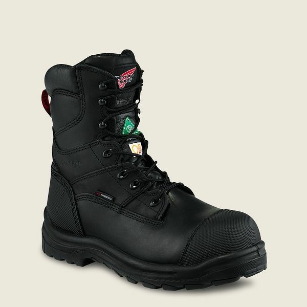 Men\'s Red Wing King Toe 8-inch Waterproof CSA Safety Toe Boot Work Boots Black | IL639JGIN