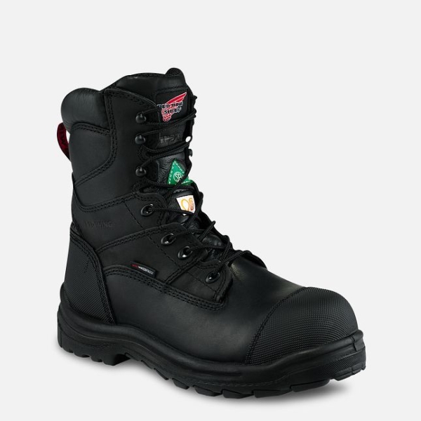 Men\'s Red Wing King Toe® 8-inch Waterproof CSA Work Boots Black | IL704CQMW