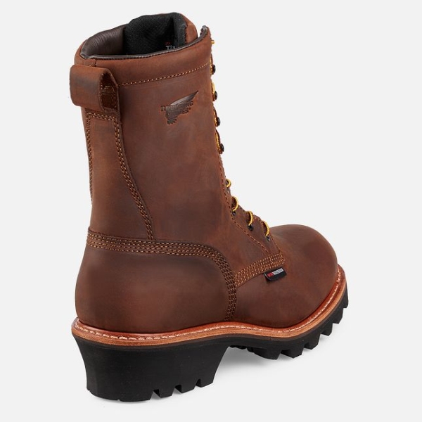 Men's Red Wing LoggerMax 9-inch Insulated, Waterproof Work Boots Brown | IL238AFVK