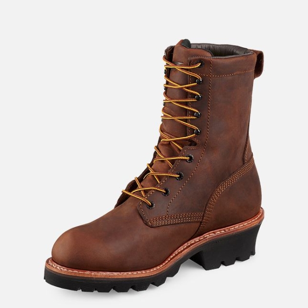 Men's Red Wing LoggerMax 9-inch Insulated, Waterproof Work Boots Brown | IL238AFVK