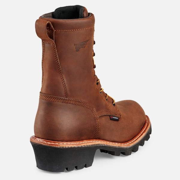 Men's Red Wing LoggerMax 9-inch Waterproof Work Boots Brown | IL265KWNF