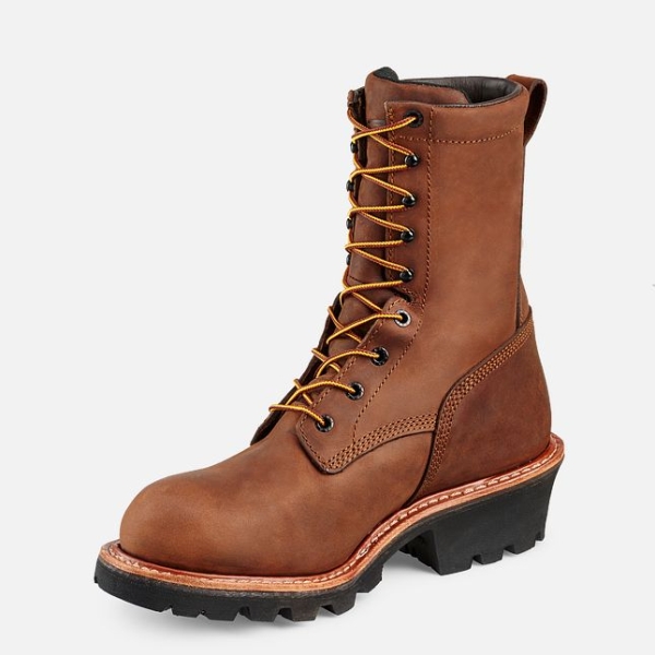 Men's Red Wing LoggerMax 9-inch Waterproof Work Boots Brown | IL265KWNF