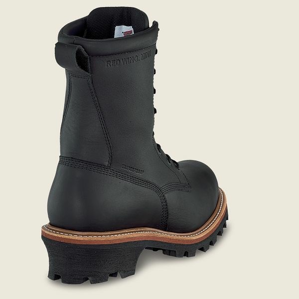 Men's Red Wing LoggerMax 9-inch Waterproof, Safety Toe Boot Work Boots Black | IL271PHQR