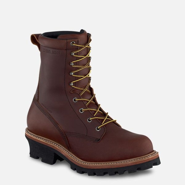 Men\'s Red Wing Loggermax 9-inch Waterproof, Logger Work Boots Brown | IL490QMIN