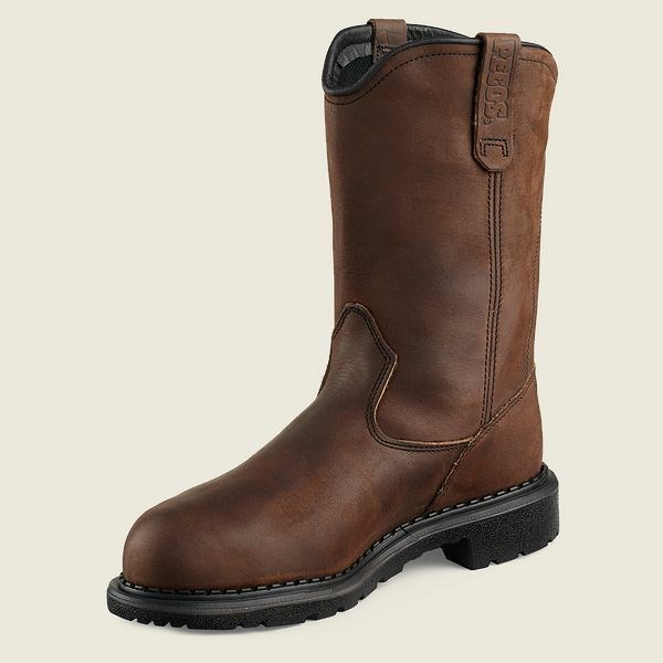 Men's Red Wing SuperSole 11-inch Waterproof Metguard Pull-On Boot Safety Toe Boots Brown | IL401KQBL