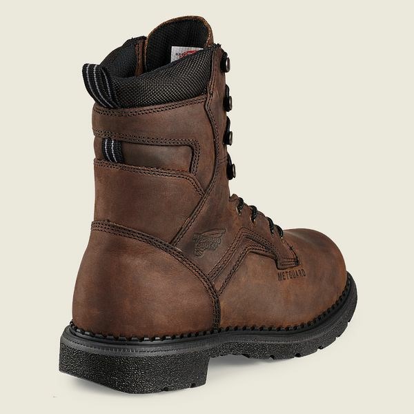 Men's Red Wing SuperSole 8-inch Waterproof Safety Toe Metguard Boot Work Boots Brown | IL197VAEI