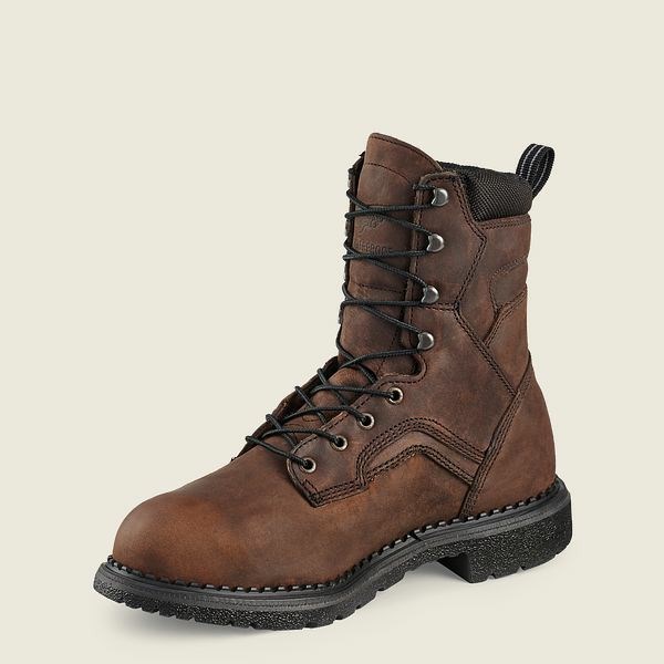 Men's Red Wing SuperSole 8-inch Waterproof Safety Toe Metguard Boot Work Boots Brown | IL197VAEI