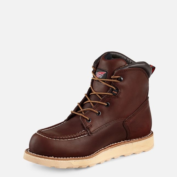 Men's Red Wing Traction Tred 6-inch Waterproof Safety Shoes Brown | IL283BMYZ