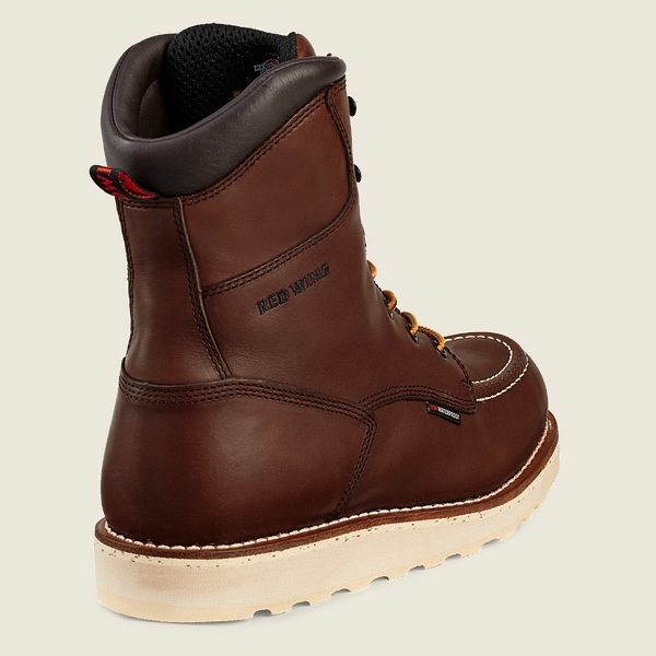 Men's Red Wing Traction Tred 8-inch Waterproof Safety Toe Boots Brown | IL214NLGM