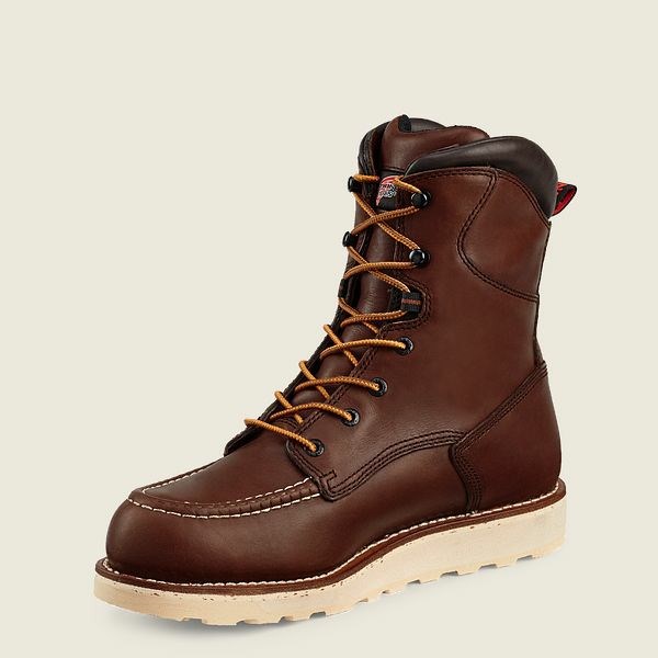 Men's Red Wing Traction Tred 8-inch Waterproof Safety Toe Boots Brown | IL214NLGM