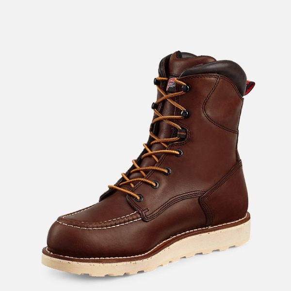 Men's Red Wing Traction Tred 8-inch Waterproof Work Boots Brown | IL307DZHM