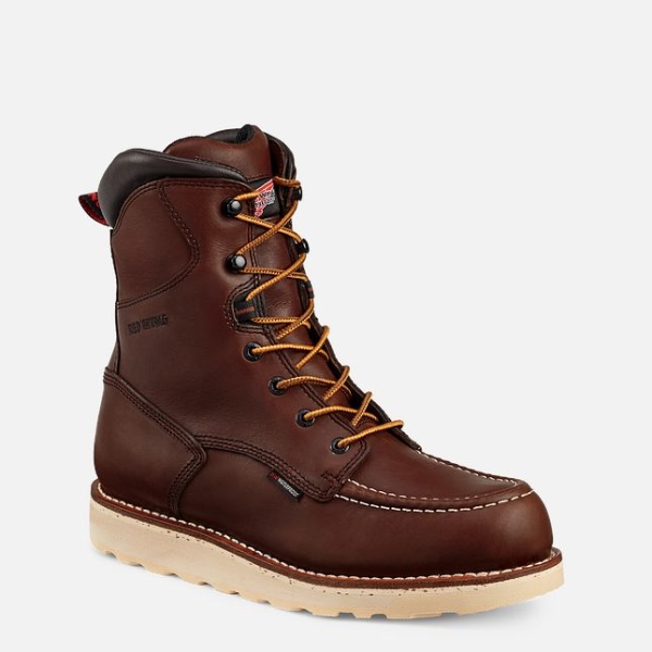 Men\'s Red Wing Traction Tred 8-inch Waterproof Work Boots Brown | IL307DZHM