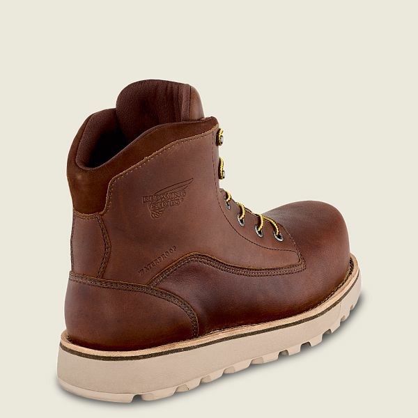 Men's Red Wing Traction Tred Lite 6-inch Waterproof Safety Toe Boot Work Boots Brown | IL354QCUV