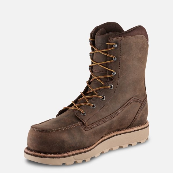 Men's Red Wing Traction Tred Lite 8-inch Waterproof Safety Shoes Brown | IL139FEIW