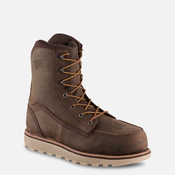 Men\'s Red Wing Traction Tred Lite 8-inch Waterproof Work Boots Brown | IL643YEWQ