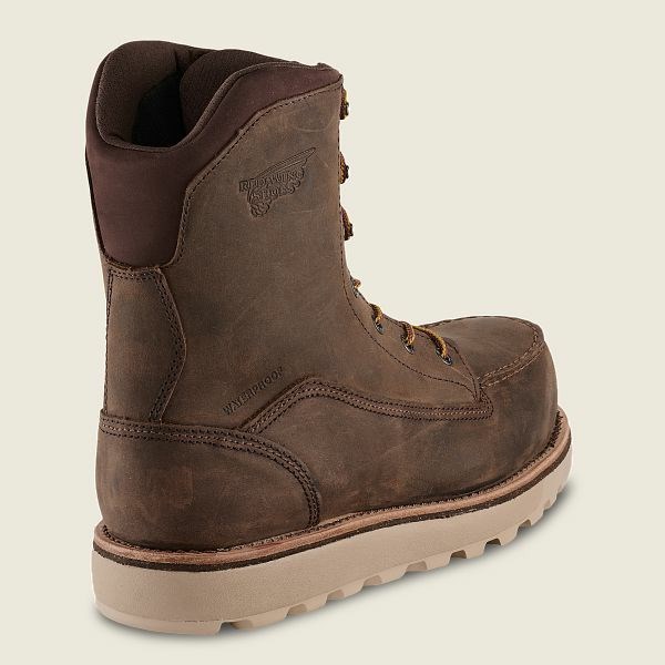 Men's Red Wing Traction Tred Lite 8-inch Waterproof Safety Toe Boots Brown | IL687DBHL