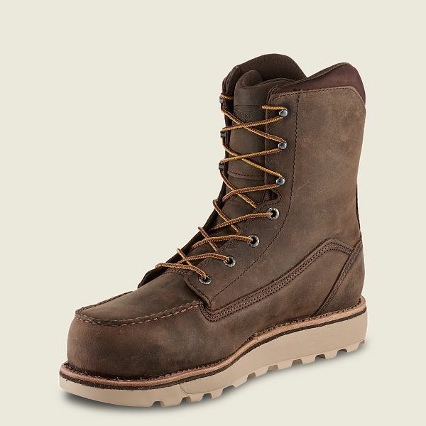 Men's Red Wing Traction Tred Lite 8-inch Waterproof Safety Toe Boots Brown | IL687DBHL