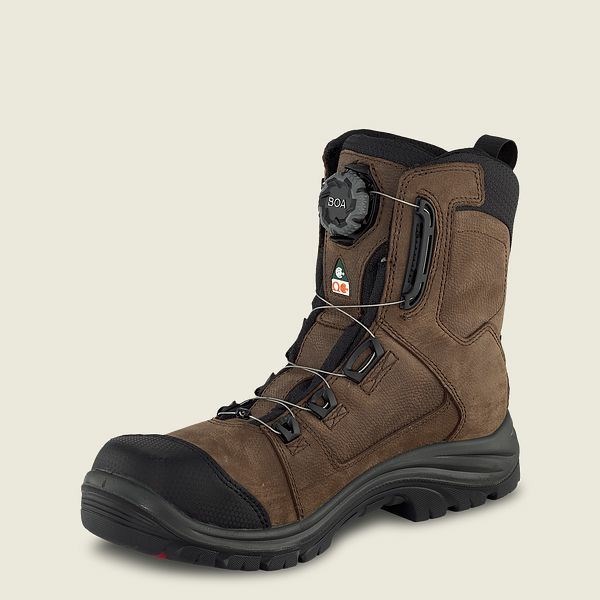 Men's Red Wing Tradesman 8-inch BOA,Waterproof, CSA Safety Toe Boot Work Boots Black / Brown | IL149PZXJ