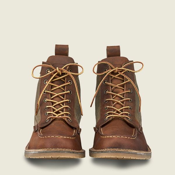 Men's Red Wing Weekender Canvas Moc 6-Inch Boot Heritage Boots Brown | IL970SKFM