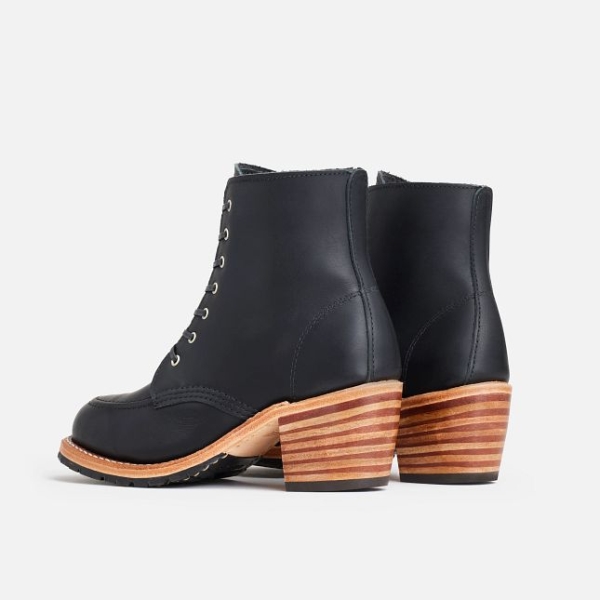 Women's Red Wing Heeled Boundary Leather Heritage Boots Black | IL729UXVM