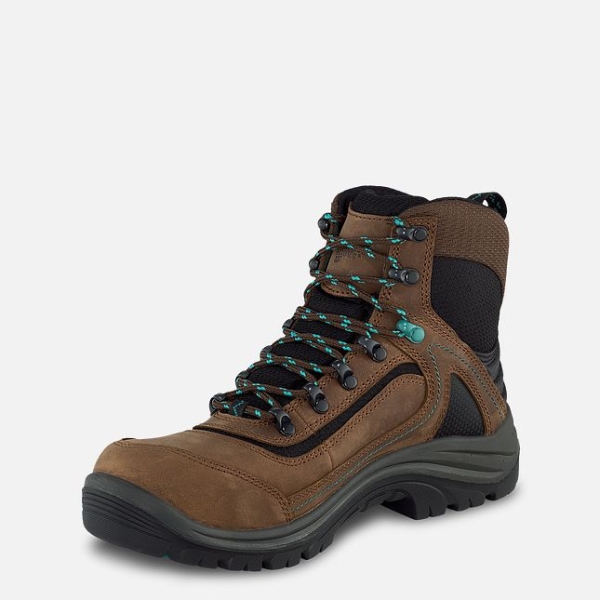 Women's Red Wing Tradeswoman 6-inch Waterproof Safety Shoes Brown / Turquoise | IL623SHCJ