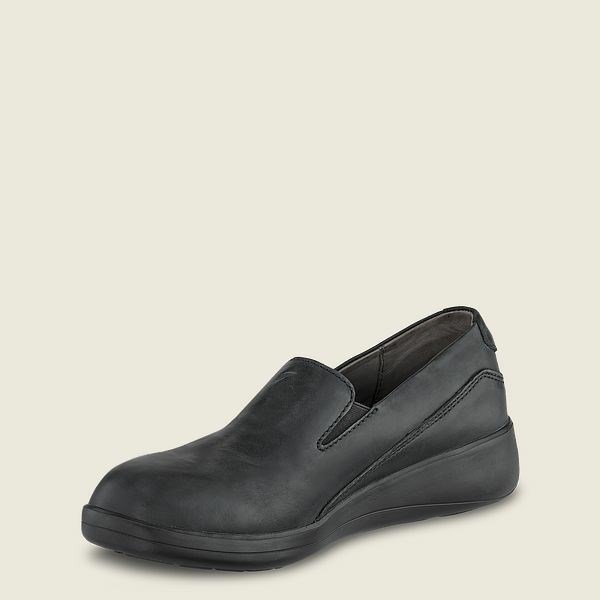 Women's Red Wing Zero-G Lite Soft Toe Leather Slip-On Work Shoes Black | IL314PTEU