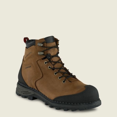 Men's Red Wing Burnside 6-inch Waterproof Safety Toe Boot Work Boots Brown / Black | IL254ZODR