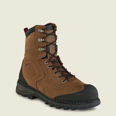 Men's Red Wing Burnside 8-inch Waterproof Safety Toe Boot Work Boots Brown / Black | IL834IHXL