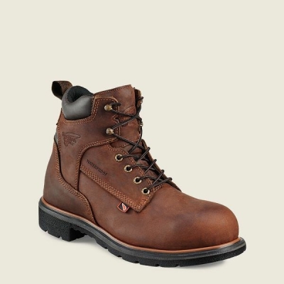 Men's Red Wing DynaForce 6-inch Waterproof Safety Toe Boot Work Boots Brown | IL754JEBN