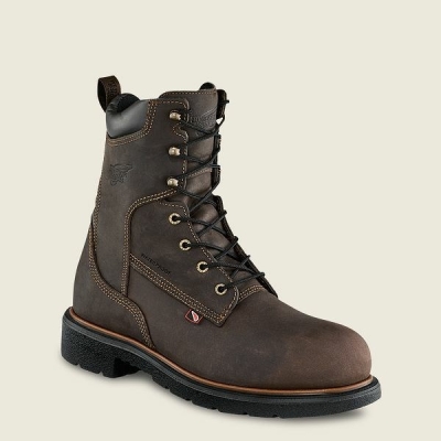 Men's Red Wing DynaForce 8-inch Insulated, Waterproof Safety Toe Boot Work Boots Brown | IL869SHQV