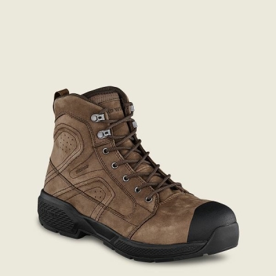 Men's Red Wing Exos Lite 6-inch Waterproof Safety Toe Boots Brown / Black | IL562UBAN