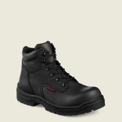 Men's Red Wing King Toe 6-inch Safety Toe Boot Work Boots Black | IL074OGQR